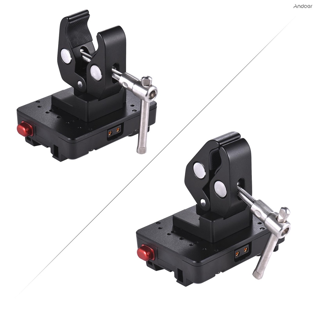 [ANTH] Andoer อะแดปเตอร์พาวเวอร์ซัพพลายแบตเตอรี่นาโน V-lock พร้อมคีมหนีบ สําหรับแบตเตอรี่ Mini V-mount
