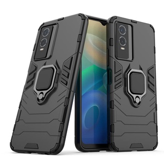 เคส Vivo Y76 5G ฮาร์ดเคสกันกระแทกเคสโทรศัพท์ Hybrid Armor Shockproof Ring Case Vivo Y76 VivoY76 5G Cover Stand