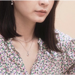 สร้อยเงินแท้ Air necklace พลอยmoonstone