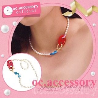 สร้อยคอแฟชั่นมุกสีขาวสไตล์เกาหลี Korean style white pearl fashion necklace ส่งจากไทย By oc.accessory