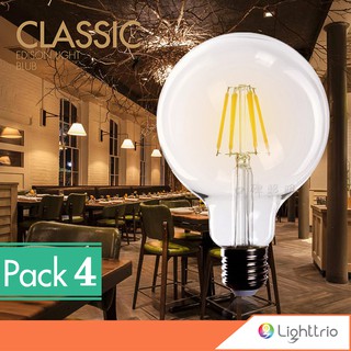 [แพ็ค 4 ชิ้น] Lighttrio หลอดไฟวินเทจ LED Bulb แสง warm white รุ่น LED-LVG125-4W/LTO