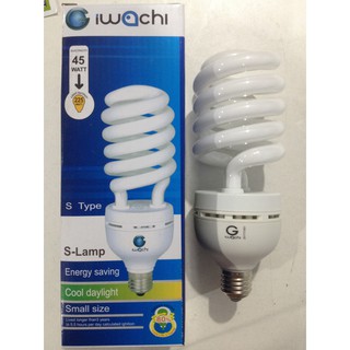 หลอดไฟตะเกียบ แบบเกลียว iwachi 45W - 225W 4000 Lumen Coll Day light 45W S-type หลอดประหยัดไฟ