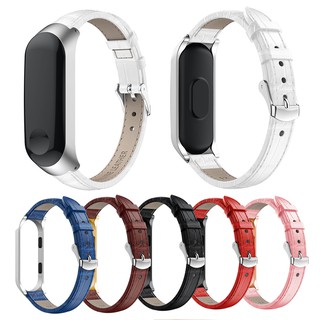 For Xiaomi Mi Band 3 / Mi Band 4 สายนาฬิกาข้อมือสายหนัง