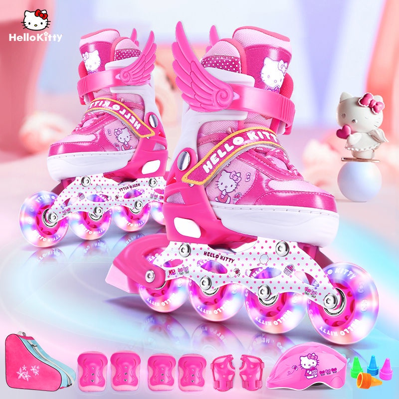 Hello Kitty Skates เด็กครบชุด Kids Roller Skates หญิง Beginners Inline