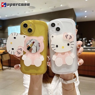 เคสโทรศัพท์มือถือ TPU แบบนิ่ม ลายการ์ตูนคิตตี้ มีกระจก สําหรับ OPPO A53 A31 A9 A5 A93 A73 2020 F17 F11 Pro 4G F7