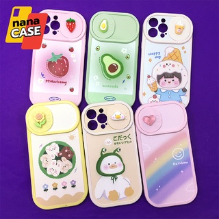 iX/Xs iXR i11 i11 Pro Max i12เคสมือถือนิ่มฝาปิดกันกล้องสไลด์ติดการ์ตูนน่ารัก Diyการ์ตูน