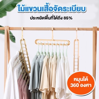 Systano ไม้แขวนเสื้อ ที่แขวนเสื้อ ไม้แขวนเสื้อจัดระเบียบ ประหยัดพื้นที่ No.Y216 สุ่มสี Y092