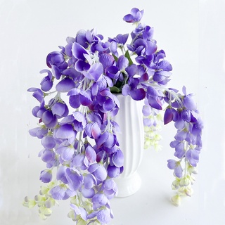 Wisteria Flower Artificial Flower Fake Flower Violet Ceiling Flower Rattan Indoor Hanging Wedding Decoration Plastic Rattan Vine