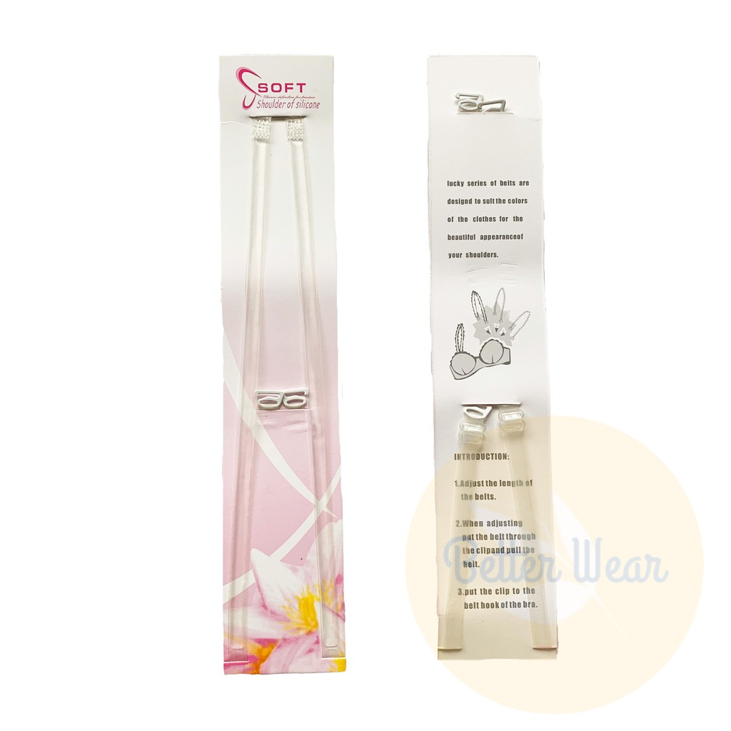 Soft 071 สายเสื้อในซิลิโคนใส นิ่ม ใส่สบาย ความยาว~15นิ้ว (ซองชมพู) #seebra