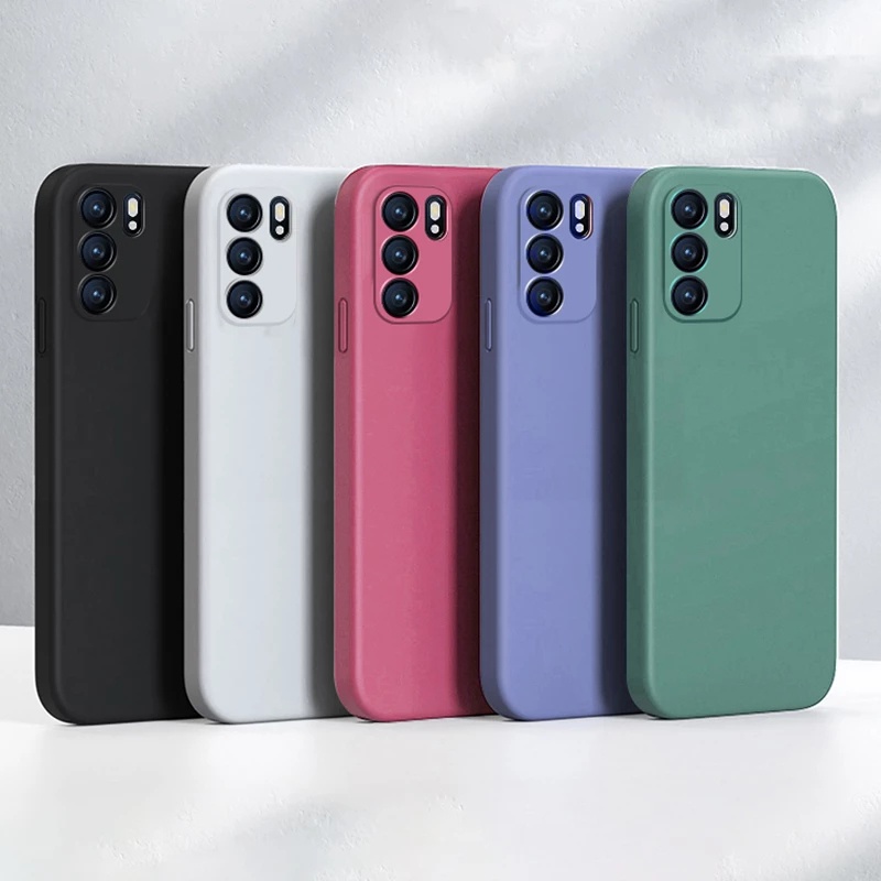 เคสซิลิโคนนิ่ม ขอบตรง สีพื้น สำหรับ OPPO Reno 14 14F 13 13F 12F 12 11 10 8T 8Z 7 7Z 6Z 6 5 Reno14 F Reno13 F Reno12 F Pro 5G 4G 2025