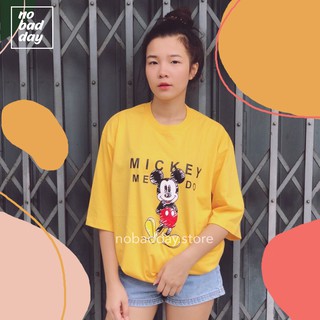 พร้อมส่ง⚡เสื้อยืด Oversize สกรีนลาย Micky มีบริการเก็บปลายทาง
