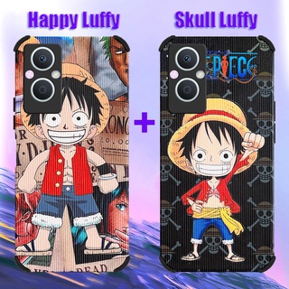 เคสโทรศัพท์มือถือกระจกนิรภัย แบบนิ่ม ลายลูฟี่ วันพีช กันกระแทก ป้องกันเลนส์ สําหรับ OPPO Reno 7Z 5G T17 2 ชิ้น