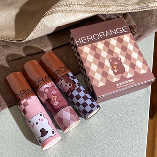 Herorange~ ลิปกลอส หมอกน้ําผึ้ง รูปหมี แบบนิ่ม สําหรับนักเรียนหญิง