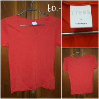 เสื้อมือสอง เสื้อยืดสีส้มแดง vero moda asos ไซส์ s