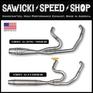 **ฟรีส่งผ่อน0%** Sawicki - Cannon 2into1 Exhaust ท่อสำหรับ Shorty / Mid Lenght Harley Softail Touring M8