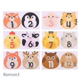 Run สติ๊กเกอร์ลายสัตว์สําหรับเด็กอายุ 1-12 เดือน 12 ชิ้น