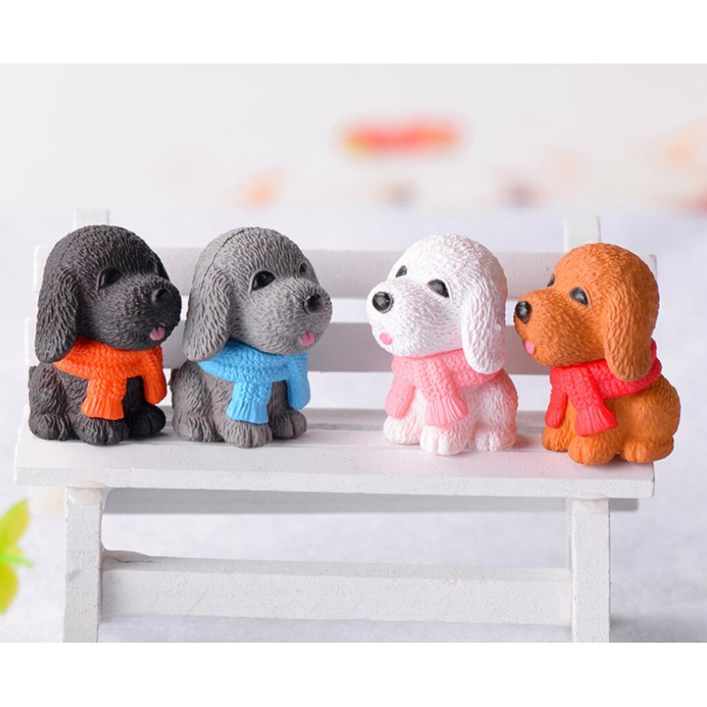 เจ้าตูบ 4 สี [ เซต 4 ชิ้น ] ตุ๊กตาจิ๋ว โมเดลจิ๋ว แต่งสวน - รูปที่ 6