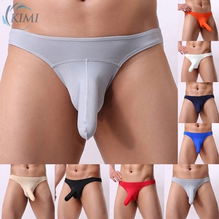 KIMI-Men Thong Ice Silk Men Nylon Pants Slippery Thong Underpants Underwear