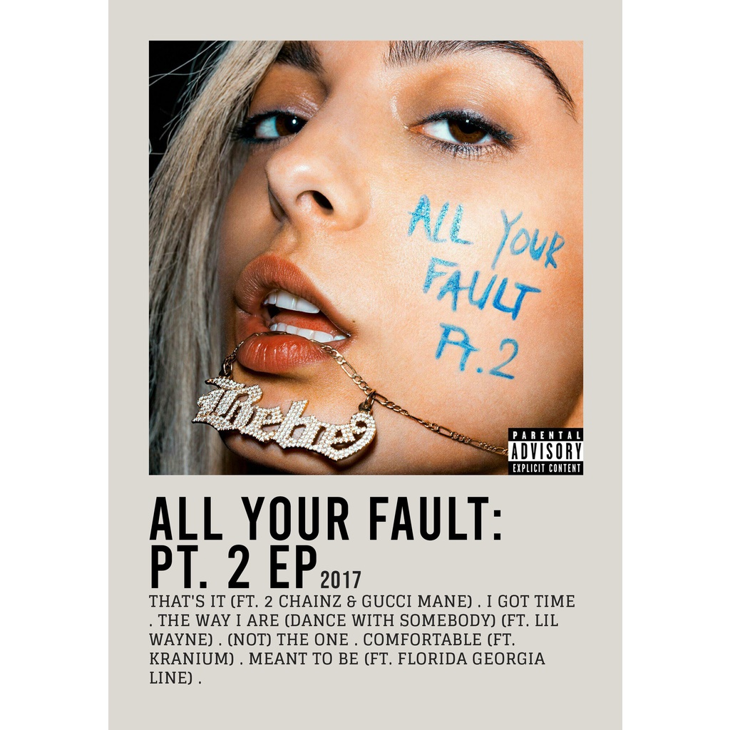 โปสเตอร์ปก อัลบั้ม All Your Fault: Pt. 2 EP โดย ​Bebe Rexha นักร้องชื่อดังสําหรับห้อง/ผนัง