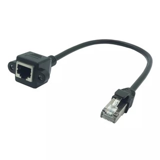 8Pin RJ45 ชายหญิงสกรู Ethernet LAN เครือข่าย 8 ขา 90 องศาสายเคเบิลขยาย 0.3 M 1M