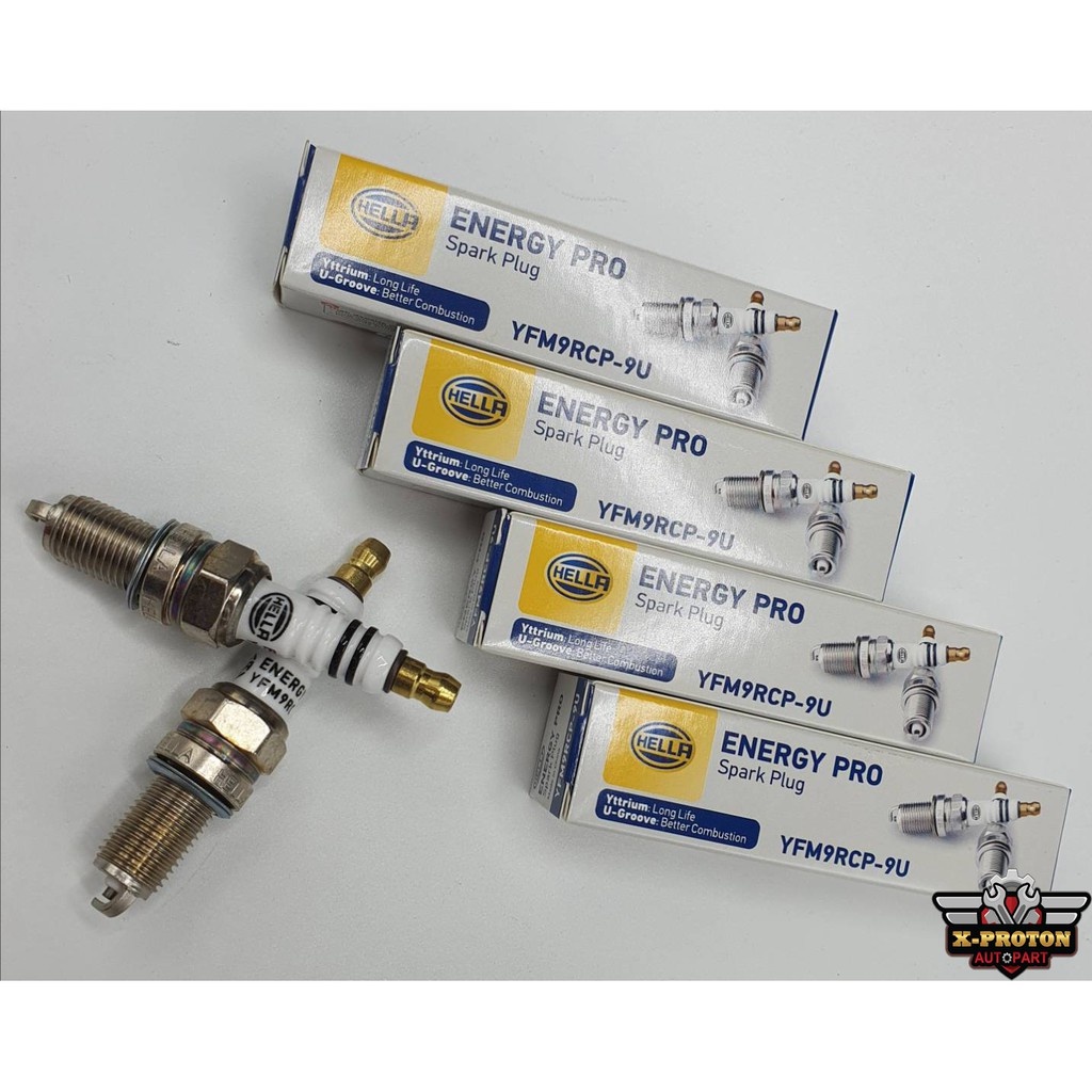 หัวเทียนรถยนต์ ชุด 4 หัว Toyota Avanza Yttrium type 40,000 km service Hella spark plug YFM9RCP-9U
