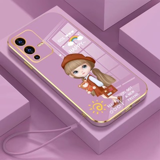 เคสอ่อน Infinix Note 12 G96 Hot 12 Hot 12i Hot 12 Play Hot 10 Play Hot 11 Play Hot 12 Play NFC Note 12 VIP Smart 6 HD ZERO 5G Note 8 Note 11 Note 12 G88 ขอบตรง 90° การชุบ Cartoon Red Hat Girl เคสโทรศัพท์