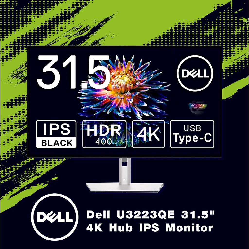 [ผ่อน 0%] Dell U3223QE 31.5" 4K Hub IPS Monitor USB Type-C, DP, HDMI/VESA DisplayHDR™ 400/Rec.709 100% Height Adjustment