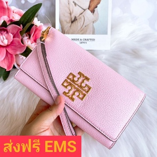 ส่งฟรี+ผ่อน0%▶️Tory Burch Britten Smartphone Pebbled Leather Wallet Wristlet Clutch