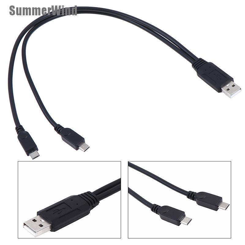 ลมร้อน อุปกรณ์แยกสายชาร์จ Usb 2.0 Male To Male Dual Micro Usb Splitter Y สําหรับโทรศัพท์มือถือ