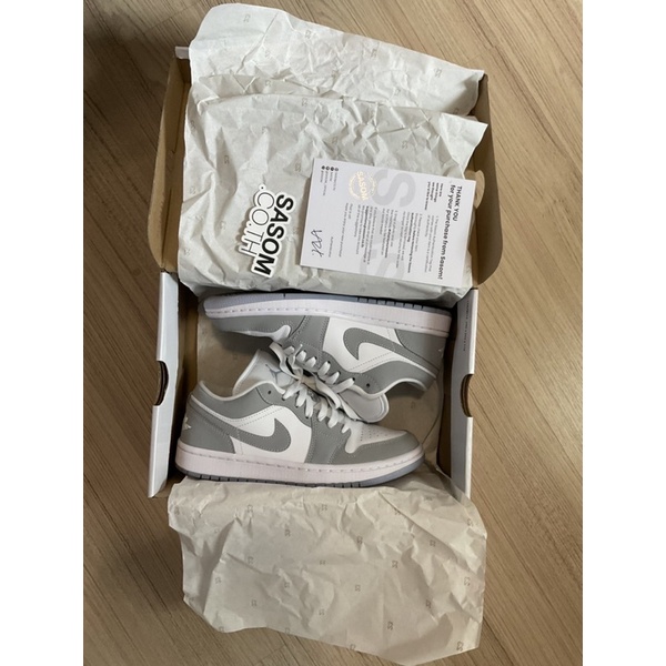 Jordan 1 Low White Wolf Grey        - Size 7 USW/24 cm.       - (มือ2 สภาพใหม่ ใส่ถ่ายรูปครั้งเดียว)