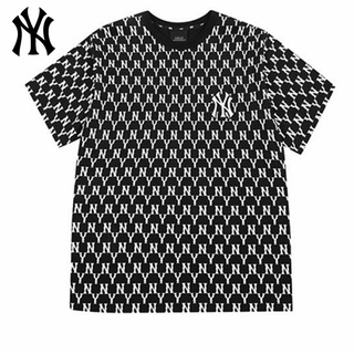 (ปัก) Ny MLB ของแท้ เสื้อยืดลําลอง แขนสั้น คอกลม พิมพ์ลายโลโก้ NY MLB สําหรับผู้ชาย และผู้หญิง เหมาะกับการเล่นกีฬา