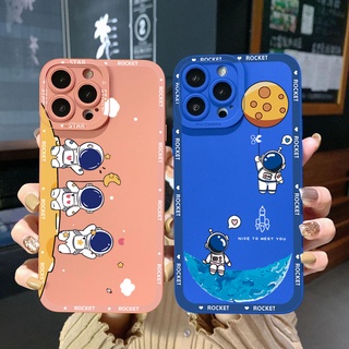 เคสป้องกันโทรศัพท์มือถือ ลายนักบินอวกาศ ขอบสี่เหลี่ยม สําหรับ iPhone 14 Plus 13 Pro Max 12 iPhone 11 XR 8 7 SE 2022 Mini