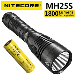 Nitecore MH25S ไฟฉายยุทธวิธี ระยะ 500 เมตร 1800 ลูเมน พร้อมแบตเตอรี่ NL2150 โดยใช้การชาร์จ USB-C