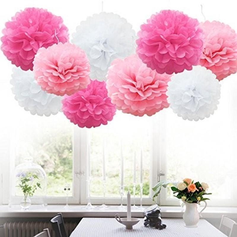 25cm Tissue Paper Pom Poms Flower Ball for Wedding Party Birthday Festival Decor