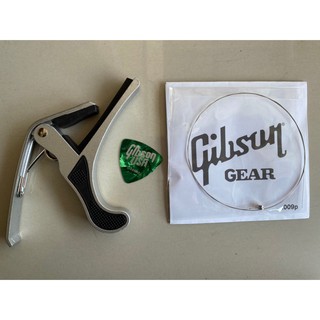 คาโป้ CAPO อย่างดี สีเงิน มาพร้อมกับ สายแยกGibsonกีต้าร์ไฟฟ้า เบอร์ 009 1เส้น + ปิก1ชิ้น