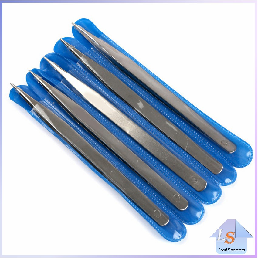 คีบหนีบสแตนเลส คีมหนีบอเนกประสงค์ มี 2 แบบ ปากคีบงอ ปากคีบแหลม  Stainless steel tweezers – โปรปัง