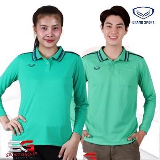 เสื้อโปโลผู้ชาย-หญิง คอปกแขนยาวสีเขียว grand sport 012590 012790 polyester S-3XL(4L)