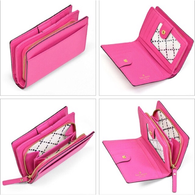 ของแท้💖กระเป๋าสตางค์ KATE SPADE NEWBURY LANE CARA ZIP AROUND WALLET (WLRU 1931) สีชมพูน่ารัก