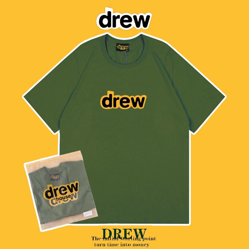 พร้อมส่ง Drew House Justin Bieber เสื้อยืดลําลองสําหรับผู้ชายผู้หญิงผ้าฝ้ายแขนสั้นคลาสสิคพิมพ์ลายตัวอักษรทรงหลวม
