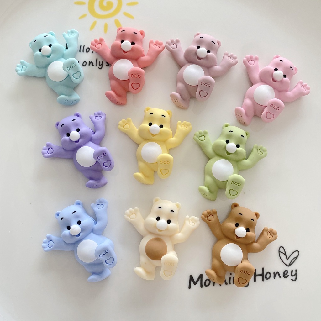 10ชิ้นขนาดใหญ่สายรุ้งหมีเรซิ่น แฟลตแบ็ค ทําเอง เคสโทรศัพท์แพทช์แบนจี้เด็กอุปกรณ์ผมแพทช์