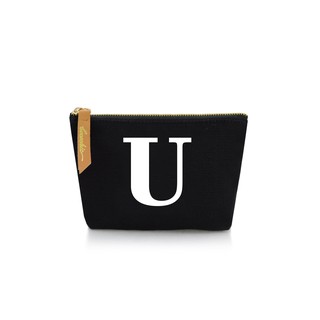 กระเป๋าผ้าลายอักษร ALPHABET  Pouch Coin Bag BLACK  U