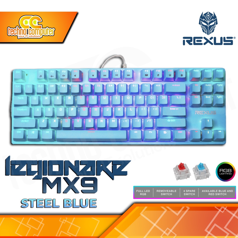 Rexus LEGIONARE MX9 TKL คีย์บอร์ดเกมมิ่ง RGB สีฟ้า