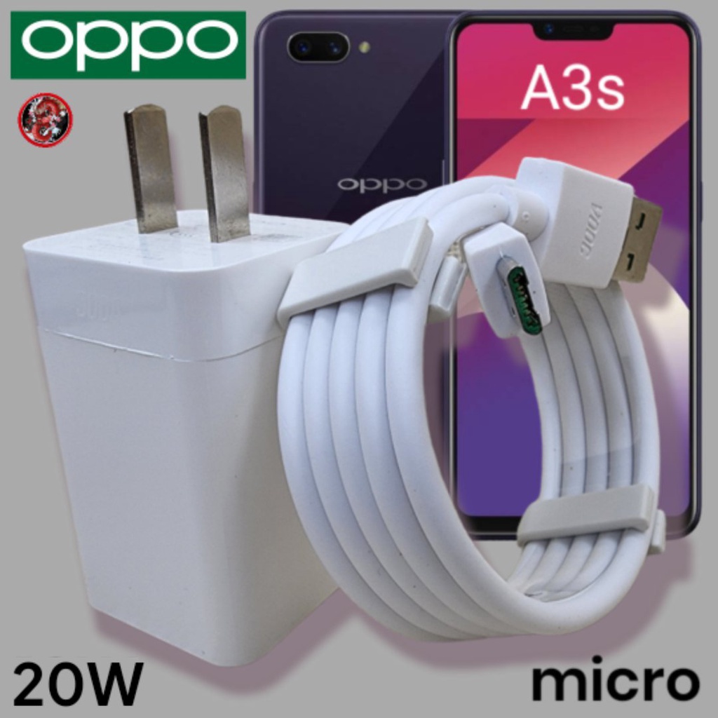 ที่ชาร์จ OPPO 20W Micro 5V-4A VOOC Fast Charge ออปโป้ A3s สเปคตรงรุ่น หัวชาร์จ สายชาร์จ ไมโคร เร็ว ไ