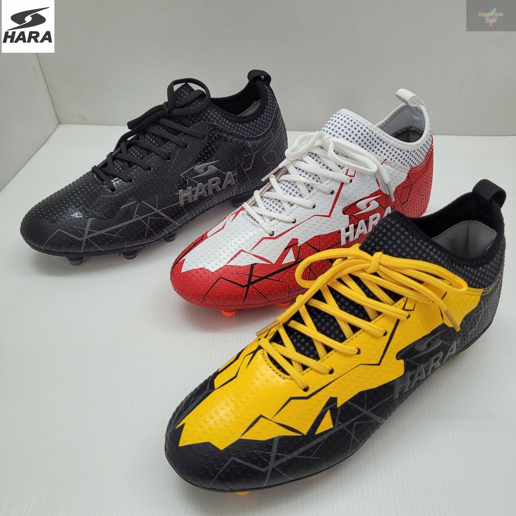 รองเท้าฟุตบอล รองเท้าสตั๊ด HARA รุ่น F20 สีดำ/สีขาวแดง/สีดำเหลือง SIZE 39-46