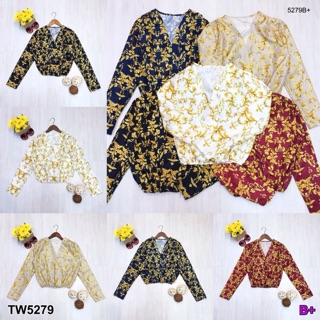 TwinsShopVip💗พร้อมส่ง TW5279 เสื้อแขนยาว ลายD&amp;G Long sleeve shirt with D&amp;G print