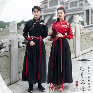 พร้อมส่ง👑เครื่องแต่งกายโบราณ Hanfu บริการชั้นเรียนของนักเรียนหญิง สไตล์จีน ปรับปรุงทุกวัน สไตล์ Wei Jin ศิลปะการต่อสู้แ