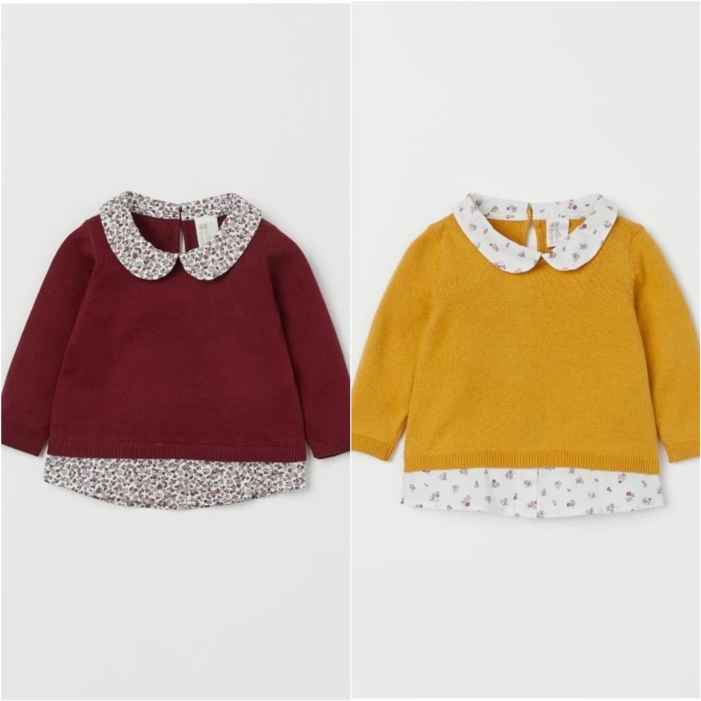 HM UK Baby เสื้อสเวตเตอร์คอปกสีเหลือง/แดง (นุ่ม)
