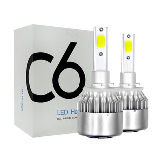 1 คู่ C6 นำไฟหน้า H1 / H3 / H4 / H7 / H11 / H13 / 880 (สีขาว 6000k) 3800lumen สองหลอด