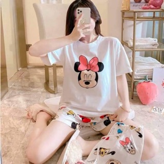 พร้อมส่ง ‼️ชุดนอนลายการ์ตูนเซ็ท 3 ชิ้น แขนสั้น-ขาสั้น