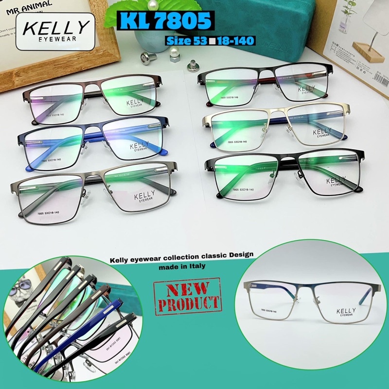 กรอบแว่นKelly collection classic Design made in Italy รุ่นKL7805 Size:53-18-140 กรอบเต็ม